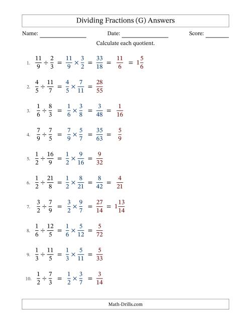 The Dividing Proper and Improper Fractions with Some Simplification (Fillable) (G) Math Worksheet Page 2
