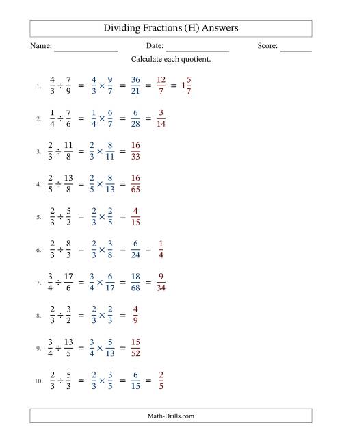 The Dividing Proper and Improper Fractions with Some Simplification (Fillable) (H) Math Worksheet Page 2