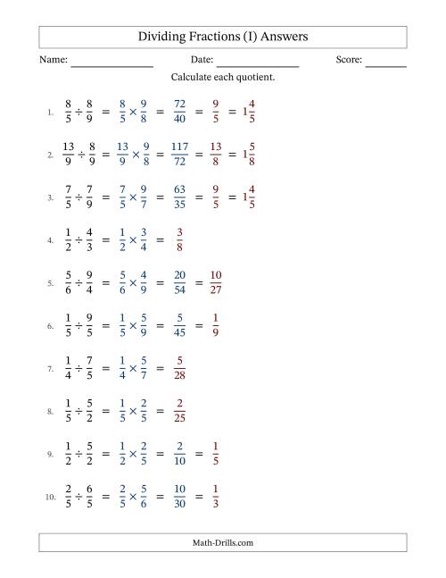 The Dividing Proper and Improper Fractions with Some Simplification (Fillable) (I) Math Worksheet Page 2
