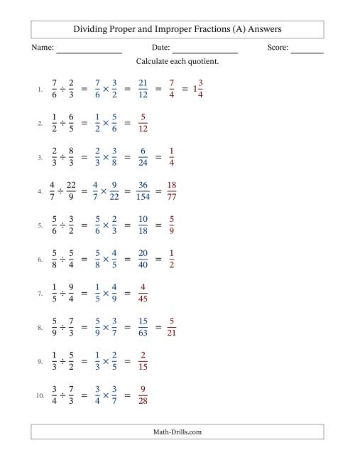 The Dividing Proper and Improper Fractions with Some Simplifying (Fillable) (All) Math Worksheet Page 2