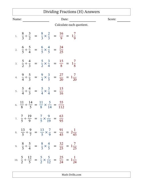 The Dividing Two Improper Fractions with No Simplification (Fillable) (H) Math Worksheet Page 2