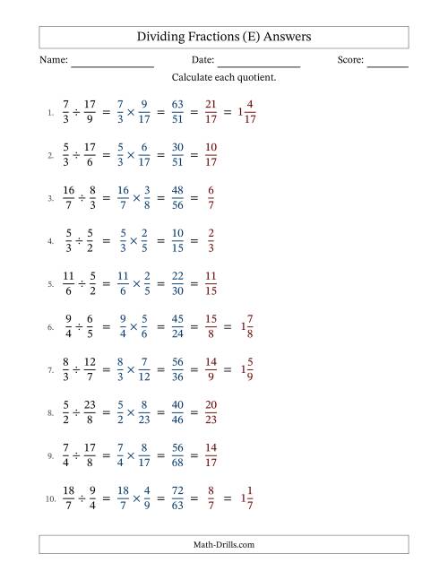 The Dividing Two Improper Fractions with All Simplification (Fillable) (E) Math Worksheet Page 2