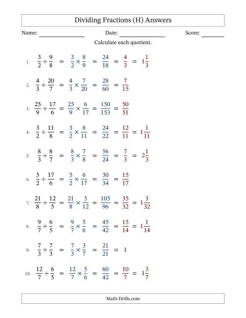 The Dividing Two Improper Fractions with All Simplification (Fillable) (H) Math Worksheet Page 2
