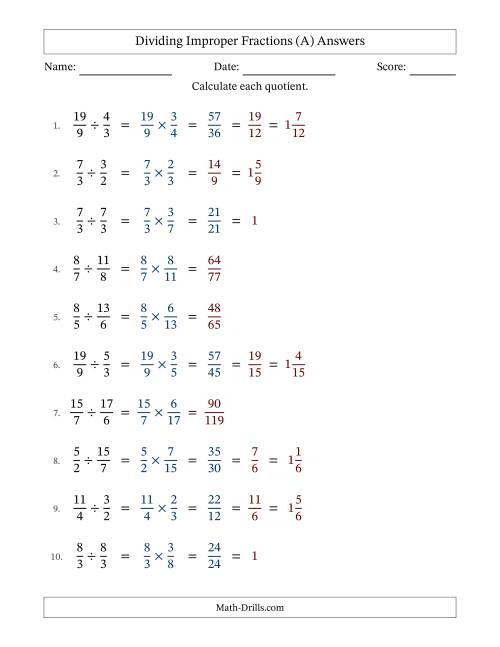 The Dividing Two Improper Fractions with Some Simplifying (Fillable) (All) Math Worksheet Page 2