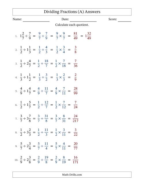 The Dividing Proper and Mixed Fractions with No Simplifying (Fillable) (A) Math Worksheet Page 2