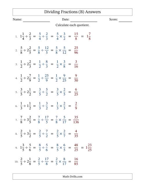 The Dividing Proper and Mixed Fractions with No Simplification (Fillable) (B) Math Worksheet Page 2