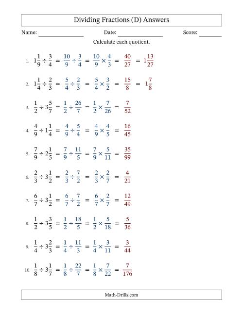 The Dividing Proper and Mixed Fractions with No Simplification (Fillable) (D) Math Worksheet Page 2