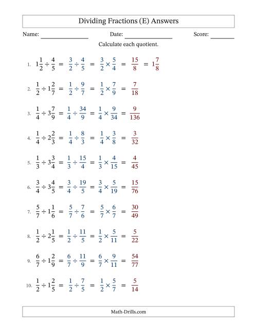 The Dividing Proper and Mixed Fractions with No Simplification (Fillable) (E) Math Worksheet Page 2