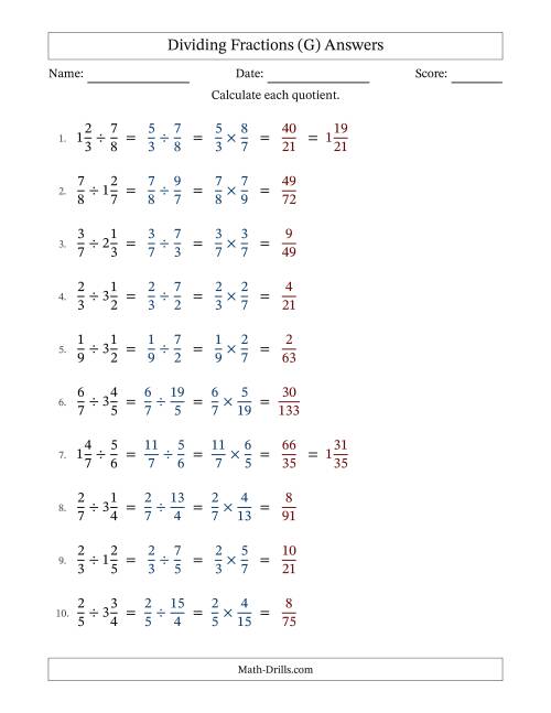 The Dividing Proper and Mixed Fractions with No Simplification (Fillable) (G) Math Worksheet Page 2