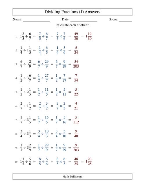 The Dividing Proper and Mixed Fractions with No Simplification (Fillable) (J) Math Worksheet Page 2