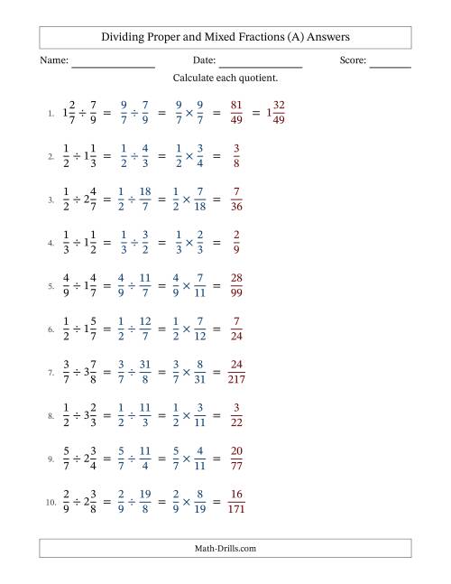 The Dividing Proper and Mixed Fractions with No Simplifying (Fillable) (All) Math Worksheet Page 2