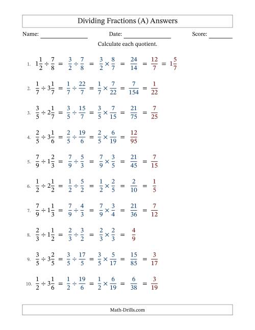 The Dividing Proper and Mixed Fractions with Some Simplifying (Fillable) (A) Math Worksheet Page 2