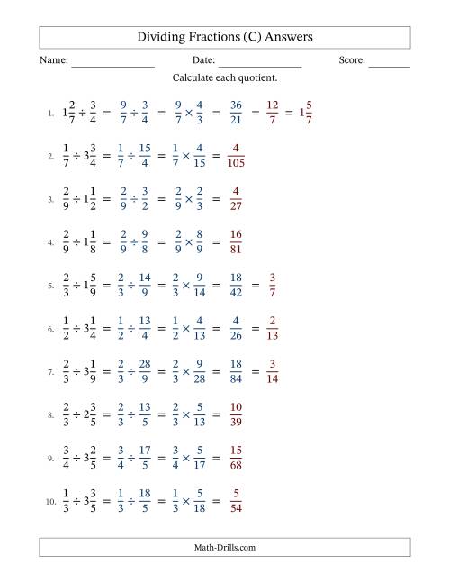 The Dividing Proper and Mixed Fractions with Some Simplification (Fillable) (C) Math Worksheet Page 2