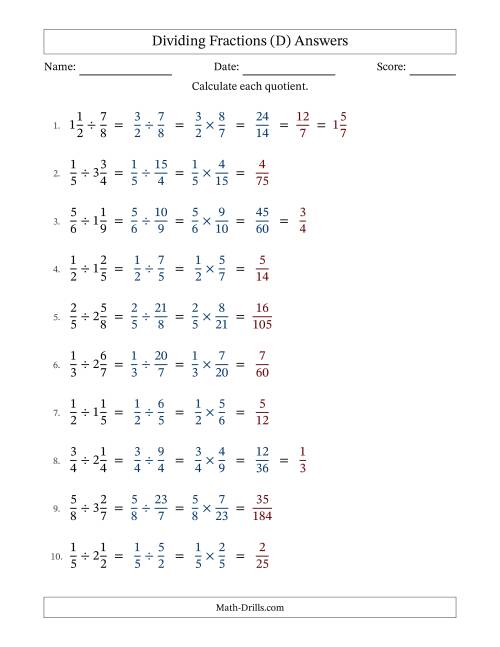 The Dividing Proper and Mixed Fractions with Some Simplification (Fillable) (D) Math Worksheet Page 2