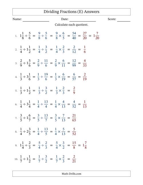The Dividing Proper and Mixed Fractions with Some Simplification (Fillable) (E) Math Worksheet Page 2