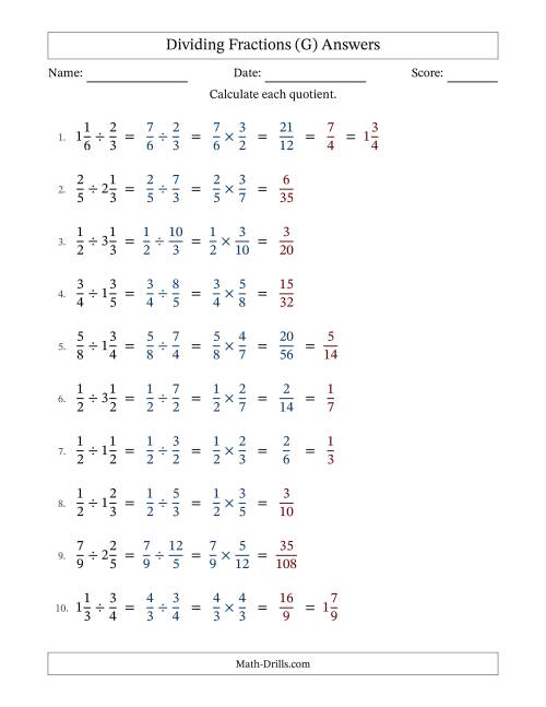The Dividing Proper and Mixed Fractions with Some Simplification (Fillable) (G) Math Worksheet Page 2