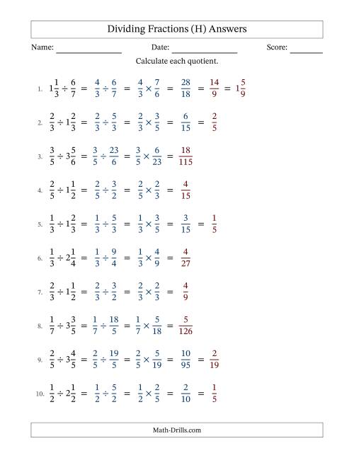 The Dividing Proper and Mixed Fractions with Some Simplification (Fillable) (H) Math Worksheet Page 2