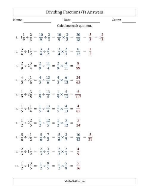 The Dividing Proper and Mixed Fractions with Some Simplification (Fillable) (I) Math Worksheet Page 2