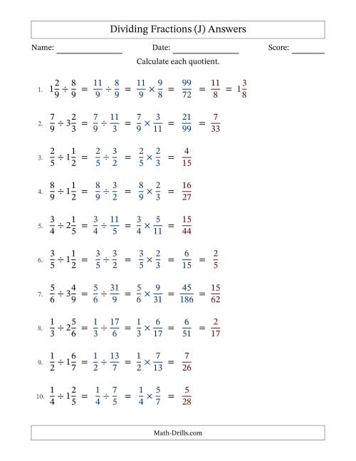 The Dividing Proper and Mixed Fractions with Some Simplification (Fillable) (J) Math Worksheet Page 2