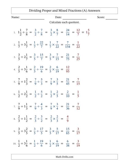 The Dividing Proper and Mixed Fractions with Some Simplifying (Fillable) (All) Math Worksheet Page 2