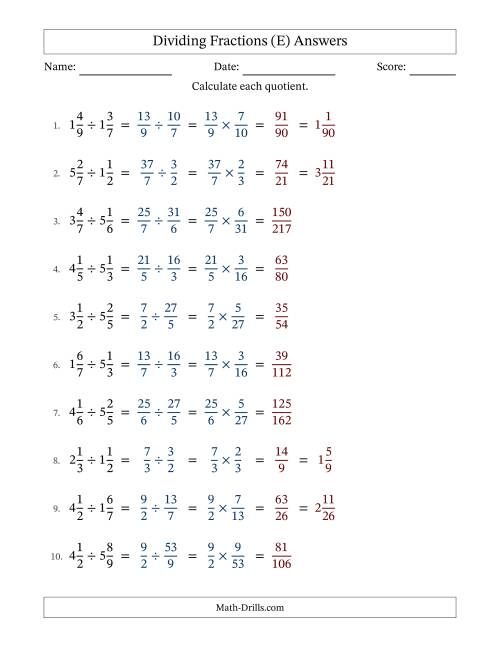 The Dividing Two Mixed Fractions with No Simplification (Fillable) (E) Math Worksheet Page 2