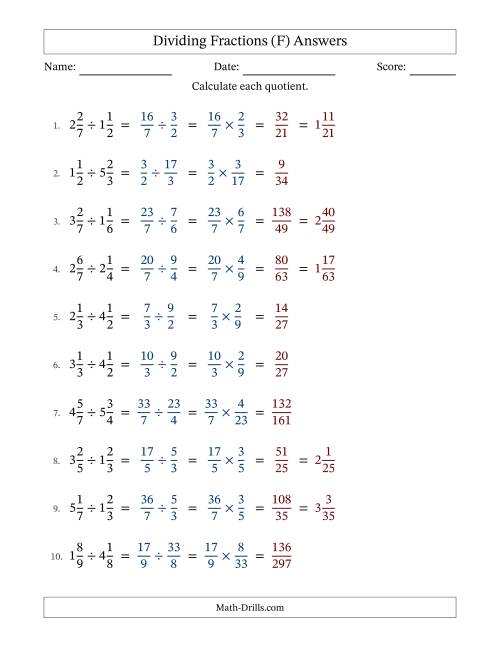 The Dividing Two Mixed Fractions with No Simplification (Fillable) (F) Math Worksheet Page 2