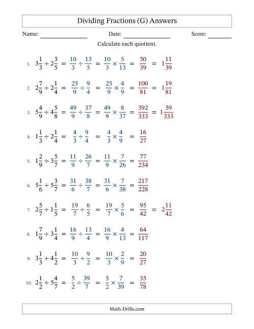 The Dividing Two Mixed Fractions with No Simplification (Fillable) (G) Math Worksheet Page 2
