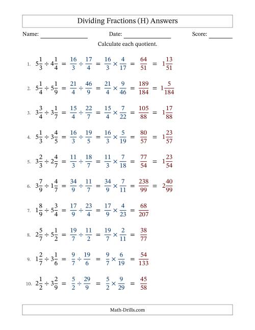 The Dividing Two Mixed Fractions with No Simplification (Fillable) (H) Math Worksheet Page 2