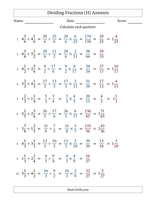The Dividing Two Mixed Fractions with Some Simplification (Fillable) (H) Math Worksheet Page 2