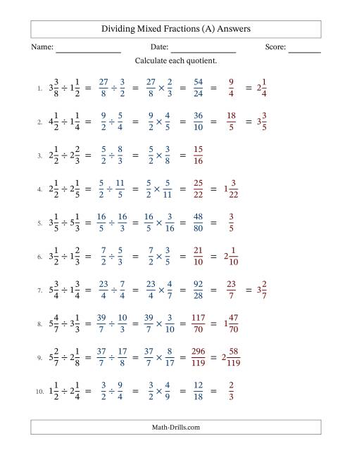 The Dividing Two Mixed Fractions with Some Simplifying (Fillable) (All) Math Worksheet Page 2