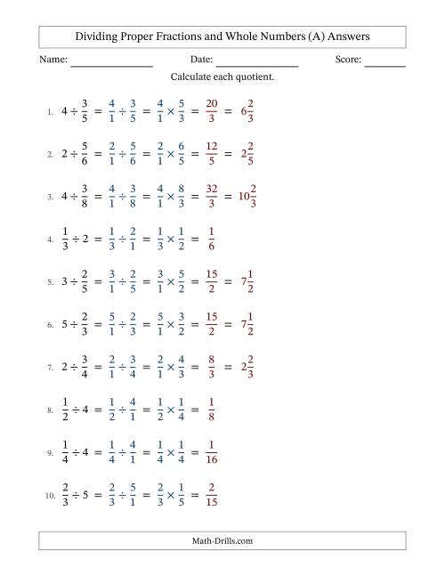 The Dividing Proper Fractions and Whole Numbers with No Simplifying (Fillable) (All) Math Worksheet Page 2