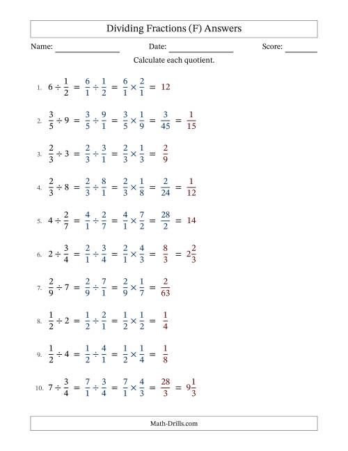 The Dividing Proper Fractions and Whole Numbers with Some Simplification (Fillable) (F) Math Worksheet Page 2