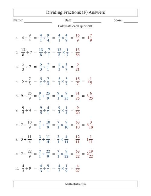 The Dividing Improper Fractions and Whole Numbers with No Simplification (Fillable) (F) Math Worksheet Page 2