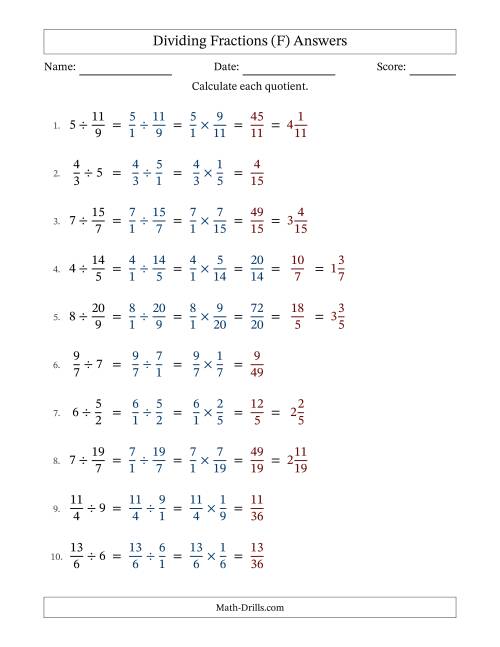 The Dividing Improper Fractions and Whole Numbers with Some Simplification (Fillable) (F) Math Worksheet Page 2