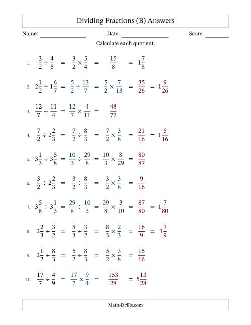 The Dividing Proper, Improper and Mixed Fractions with No Simplification (Fillable) (B) Math Worksheet Page 2