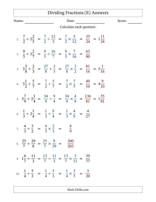 The Dividing Proper, Improper and Mixed Fractions with No Simplification (Fillable) (E) Math Worksheet Page 2