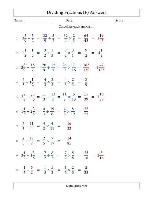 The Dividing Proper, Improper and Mixed Fractions with No Simplification (Fillable) (F) Math Worksheet Page 2