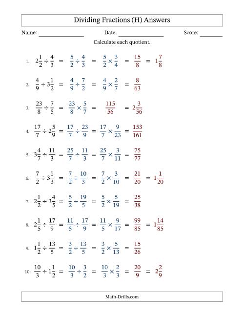 The Dividing Proper, Improper and Mixed Fractions with No Simplification (Fillable) (H) Math Worksheet Page 2