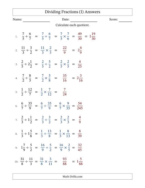 The Dividing Proper, Improper and Mixed Fractions with No Simplification (Fillable) (I) Math Worksheet Page 2
