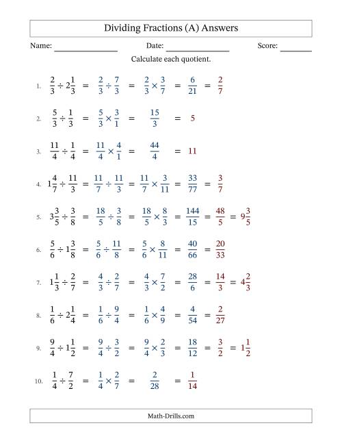 The Dividing Proper, Improper and Mixed Fractions with All Simplification (Fillable) (A) Math Worksheet Page 2