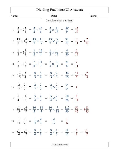 The Dividing Proper, Improper and Mixed Fractions with All Simplification (Fillable) (C) Math Worksheet Page 2