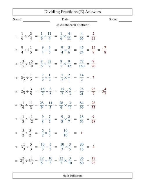 The Dividing Proper, Improper and Mixed Fractions with All Simplification (Fillable) (E) Math Worksheet Page 2