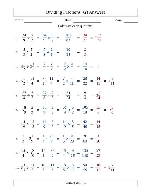 The Dividing Proper, Improper and Mixed Fractions with All Simplification (Fillable) (G) Math Worksheet Page 2