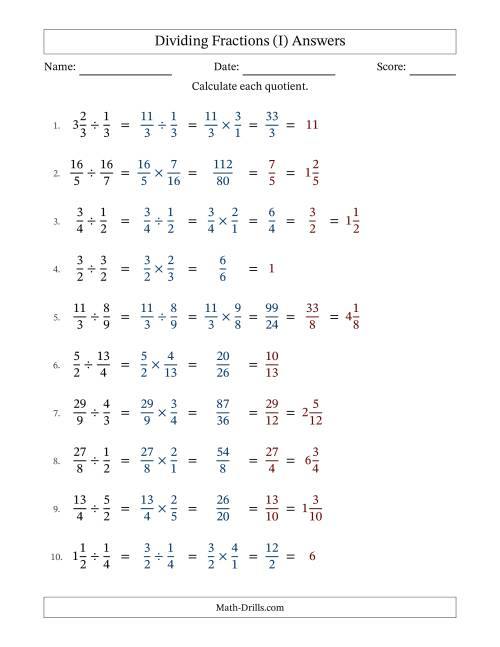 The Dividing Proper, Improper and Mixed Fractions with All Simplification (Fillable) (I) Math Worksheet Page 2