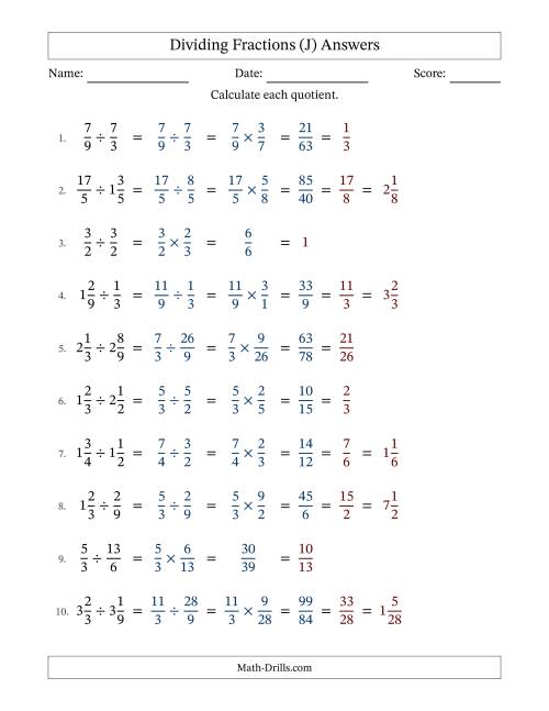 The Dividing Proper, Improper and Mixed Fractions with All Simplification (Fillable) (J) Math Worksheet Page 2