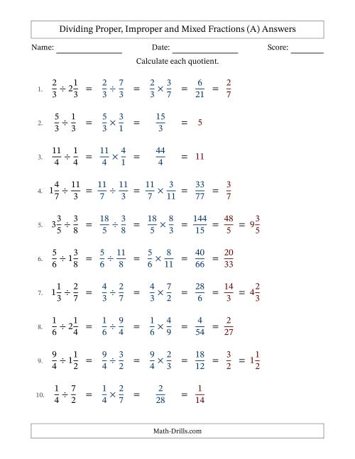 The Dividing Proper, Improper and Mixed Fractions with All Simplifying (Fillable) (All) Math Worksheet Page 2