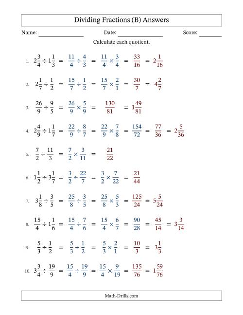 The Dividing Proper, Improper and Mixed Fractions with Some Simplification (Fillable) (B) Math Worksheet Page 2