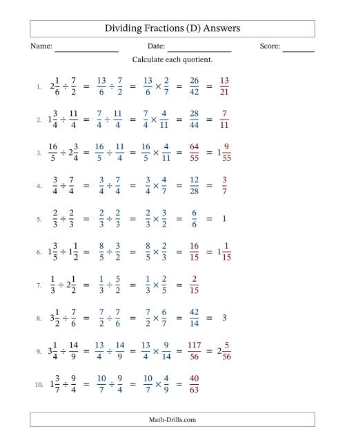 The Dividing Proper, Improper and Mixed Fractions with Some Simplification (Fillable) (D) Math Worksheet Page 2