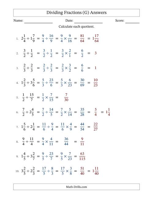 The Dividing Proper, Improper and Mixed Fractions with Some Simplification (Fillable) (G) Math Worksheet Page 2