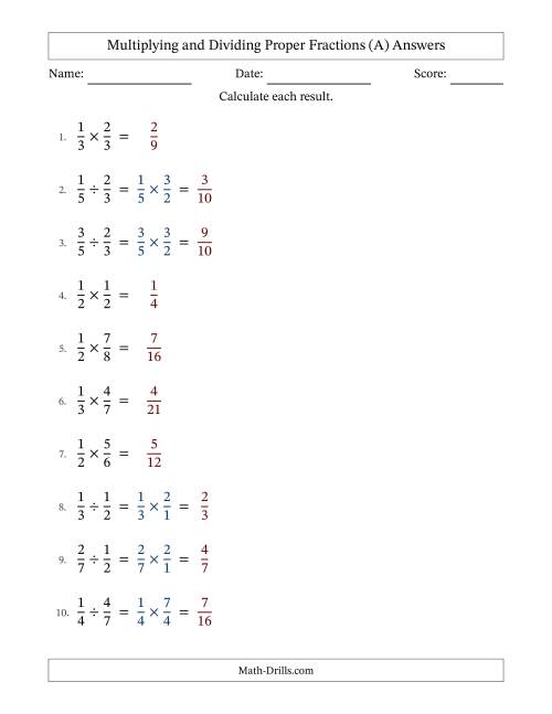 The Multiplying and Dividing Proper Fractions with No Simplifying (Fillable) (A) Math Worksheet Page 2